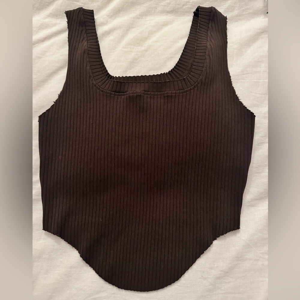 Cotton Citizen Ribbed Square Neck Tank Top - Brown